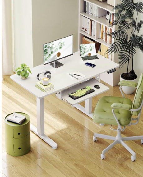 electric adjustable standing desk with cable tray